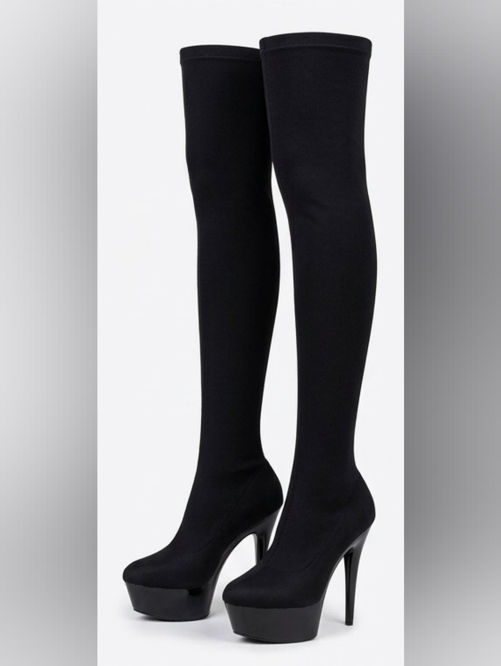 Ellie SHOES Thigh-High Stretch Lycra Stiletto Boot